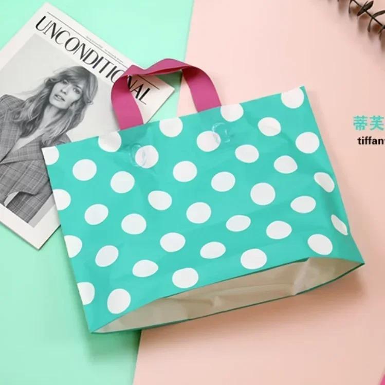 50 шт., сумка для одежды, односторонняя пластиковая матовая сумка для покупок, двухсторонняя печать, персиковое сердце, клетчатая упаковка с нижним упаковочным мешком