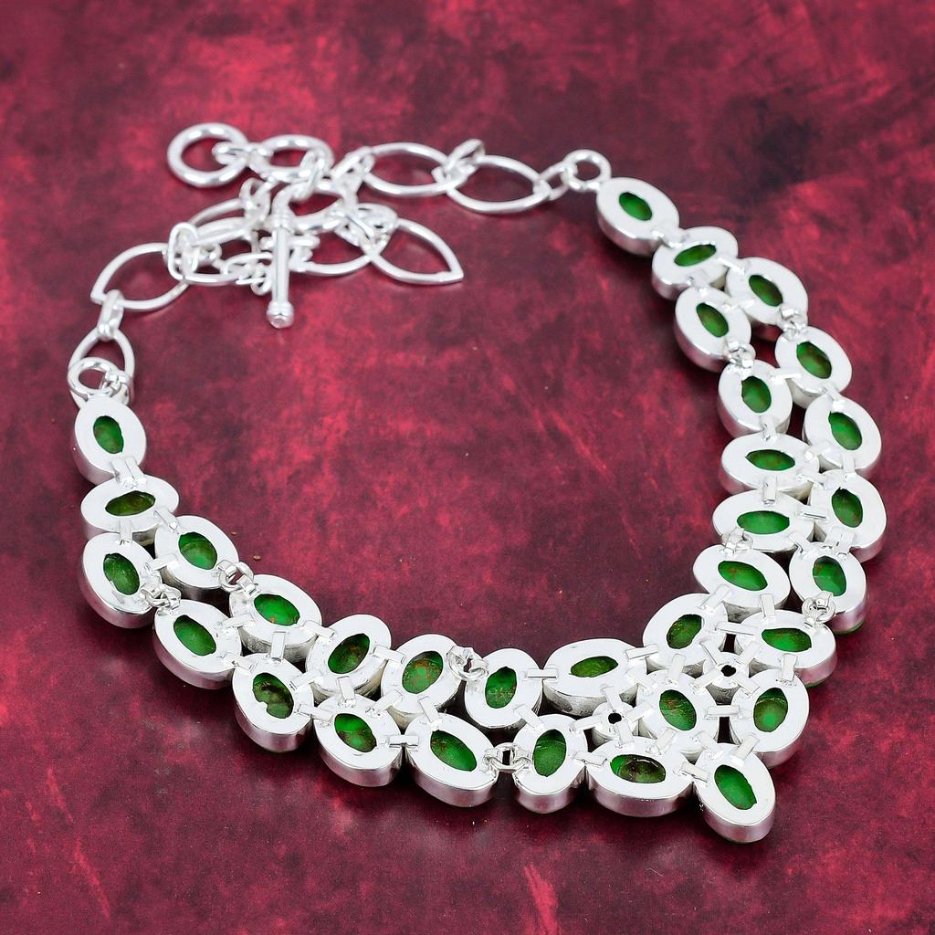 Green Copper Turquoise Necklace, 925 Sterling Silver Gemstone Jewelry, Handmade Necklace Amazing Jewelry, Gift For Her