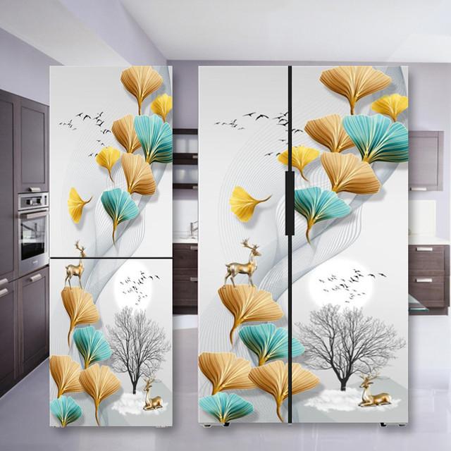 Наклейка на холодильник с кофе, дверная крышка, ПВХ, обои на холодильник, виниловая самоклеящаяся съемная наклейка на стену для замораживания, домашний декор