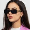 Vintage Rectangle Sunglasses Women Retro Square Flamed Frames UV400 Hip Hop Travel Eyewear Shades
