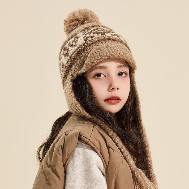 Winter Autumn Unisex Kids Knit Hat Earflap Warm Windproof Cap