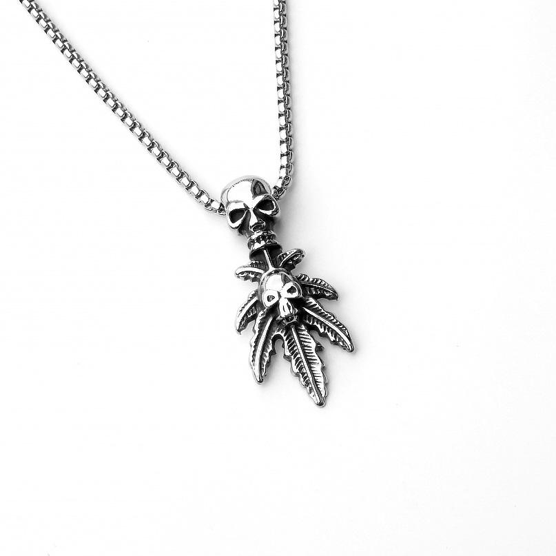 Fashion Titanium Steel Double Snake Pendant Trendy Male Personality Double Snake Wrap Necklace Men