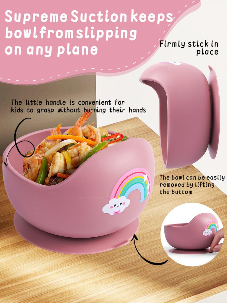 2PCS/Set Silicone Baby Feeding Bowl Tableware for Kids Waterproof Suction Bowl With Spoon Children Dishes Kitchenware Baby Stuff