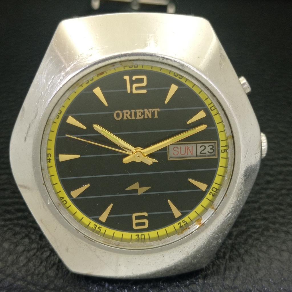 ВИНТАЖНЫЕ МУЖСКИЕ ЧАСЫ ORIENT AUTOMATIC 46941 ЯПОНИЯ С ЧЕРНЫМ ЦИФЕРБЛАТОМ a700161-5 R201-a700161