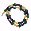 Natural Multi Aventurine Amethyst Gemstone Smooth Beads Necklace 17" UB-4597 UB-4597