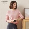Kemengboka Women's Thickened Cashmere Saddle Shoulder Round Neck Sweater