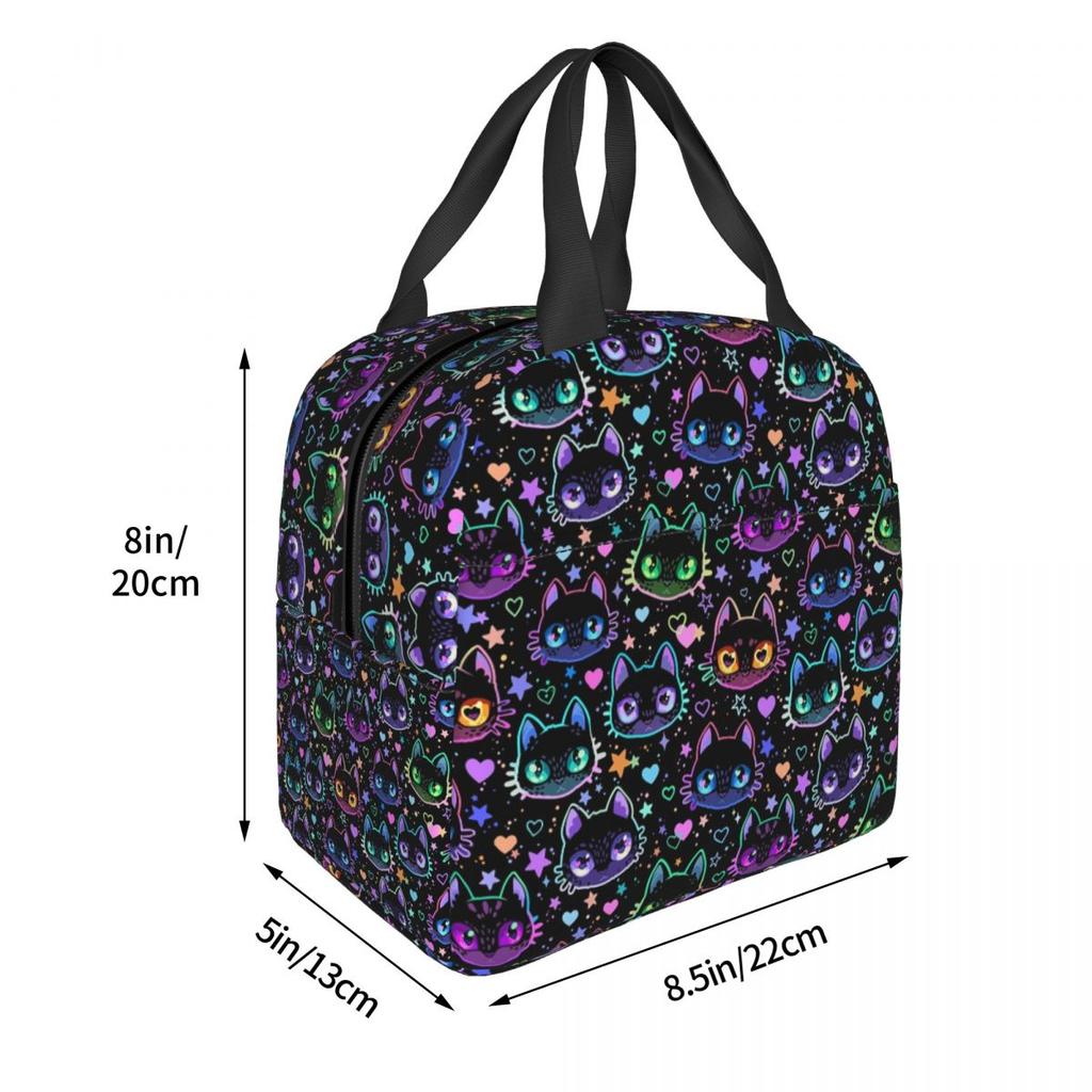 Colorful Cat Silhouettes Cartoon Black Cats Insulated Lunch Bag for Women Office Cooler Thermal Food Box Tote Lunch Boxes