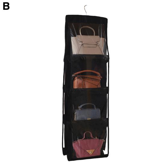 Bag Storage Bag Double-sided Transparent Visible 6/8 Pockets Great Load Bearing Handbag Purse Organizer Dust-Proof Wardrobe Closet Bag Hanging Holder