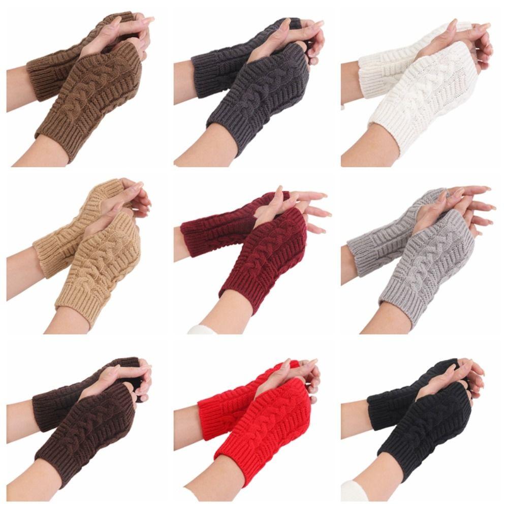Outdoor Riding Mittens Knitted Gloves Half Finger Gloves Fashion Twists Gloves Men