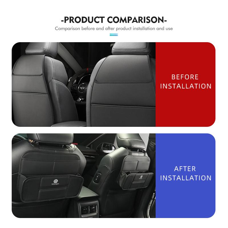 For Volkswagen VW Leather Car Back Seat Hanging Pocket Waterproof Storage Bag Polo Jetta Sagitar Magotan Passat B5 B6 B7 CC zg8