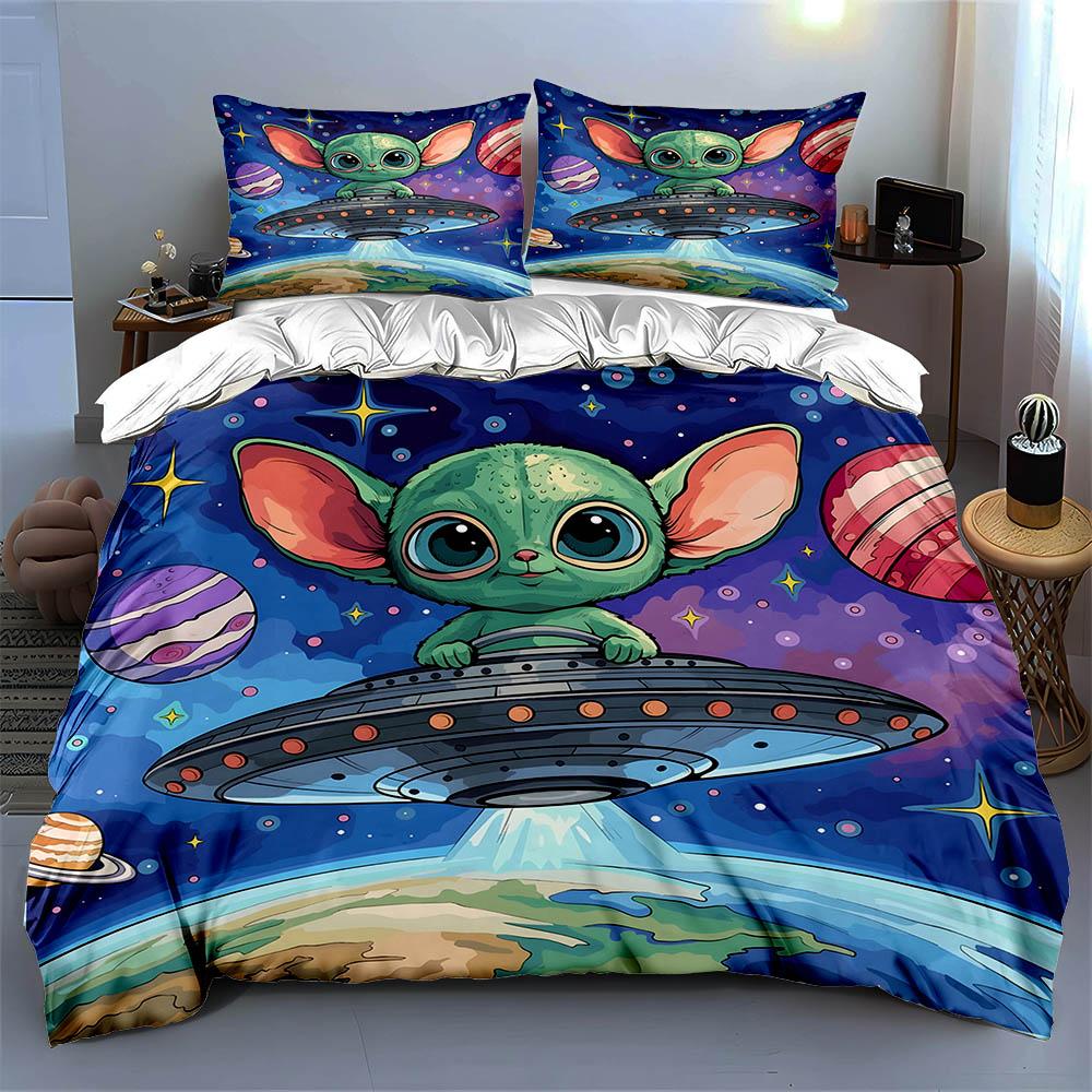 Alien-themed spaceship. Bedding Duvet cover sets Duvet covers Pillowcases gifts (1 * Duvet Cover 2 * Pillowcases, without duvet insert)