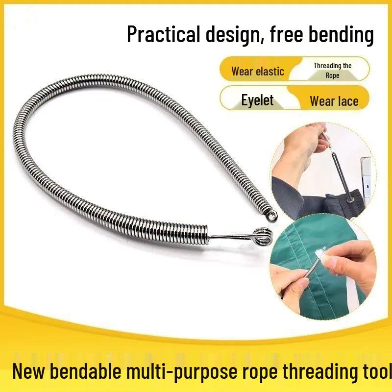 Upgraded Bendable Spring Threading Tool for Eyelets, Elastic Lace, and Waist Cords