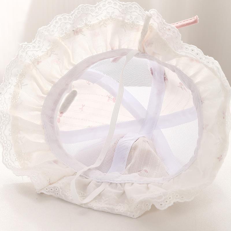 Baby Girl Summer Breathable Mesh Bucket Hat 5-18 Months Lace Trim Pumpkin Decor Sun Protection Cap