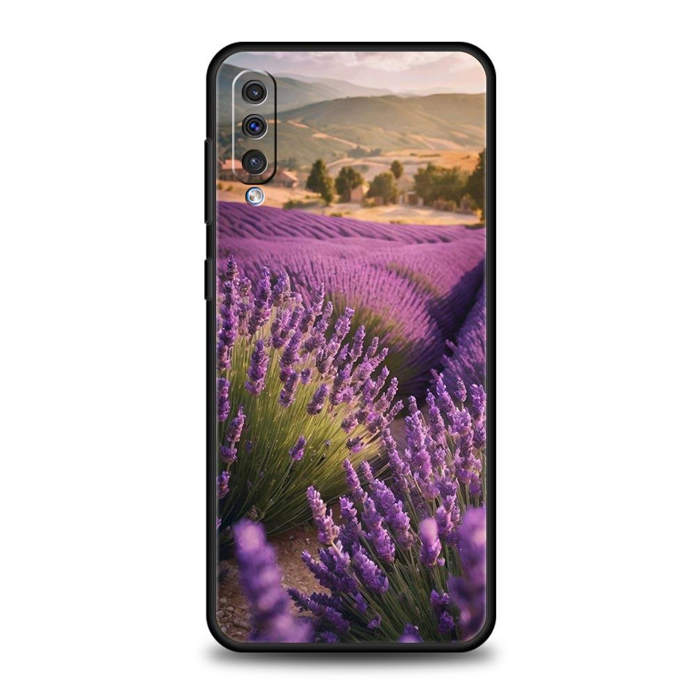 Простой лавандовый фиолетовый чехол с цветами для Samsung A54 A52 A24 A14 A50 A70 A40 A20S A20E A06 A12 A22 A34 A42 A32 5G A04s A16