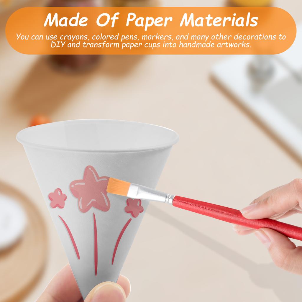 200 шт. Бумажные конусные стаканчики Одноразовые белые бумажные конусные стаканчики для мероприятий, кулеров для воды, коническая кружка для воды для газированных напитков, мороженого
