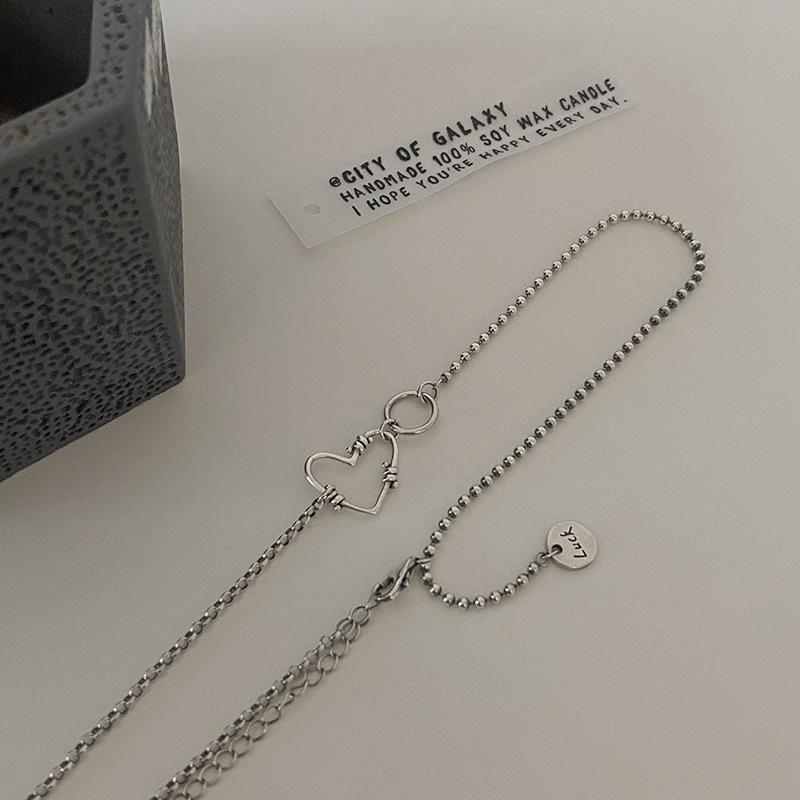 Ретро Любовь Цепочка на ключицу Уличная Личность Хип-хоп Модная Полая Сердечко Ожерелье