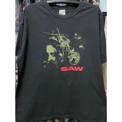 Neutral Retro Saw Theme T Shirt - Neutral Casual Round Neck Style, Suitable for Both Men and Women with Iconic Chain Saw Print