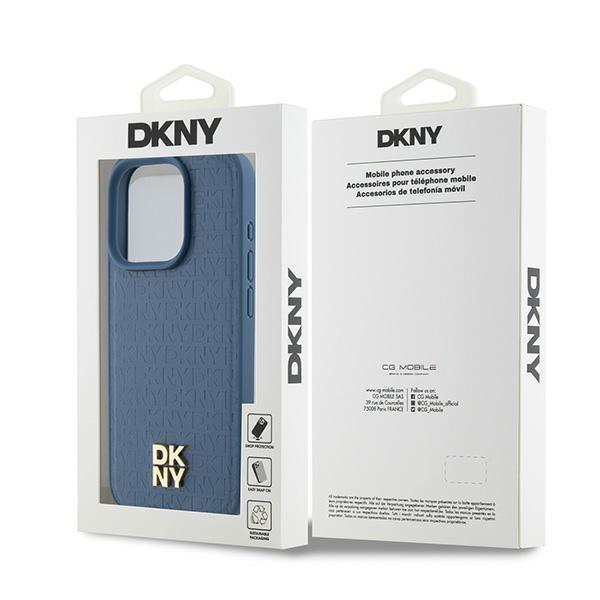 DKNY DKHMP15LPSHRPSB iPhone 15 Pro6.1" blue/blue hardcase Leather Monogram Pattern Metal Logo MagSafe