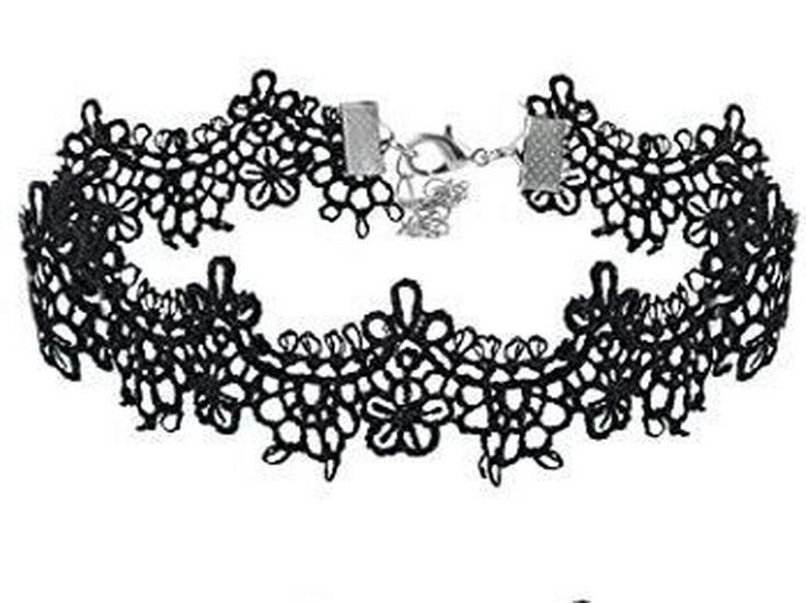 Универсальный набор ожерелий-чокеров из черного кружева: Женские цепочки на ключицу из шести предметов