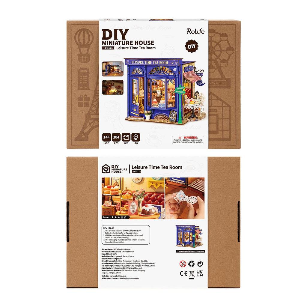 ROBOTIME Rolife 3D Puzzles Leisure Time Tea Room DIY Miniature House DG171