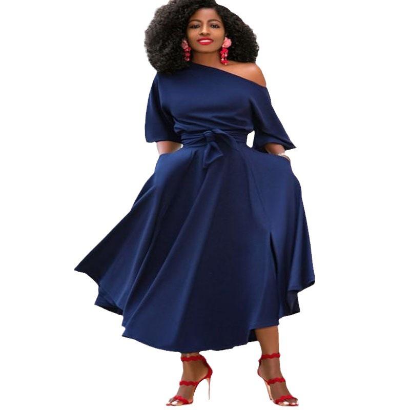 Летняя новинка, европейская и американская женская одежда, одно плечо, шнуровка на талии, платье средней длины, юбка средней длины