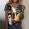 New Women T Shirt Abstract Painting Print Funny Clothes Women Short Sleeve T Shirts Y2k Streetwear Summer Oversized Clothing