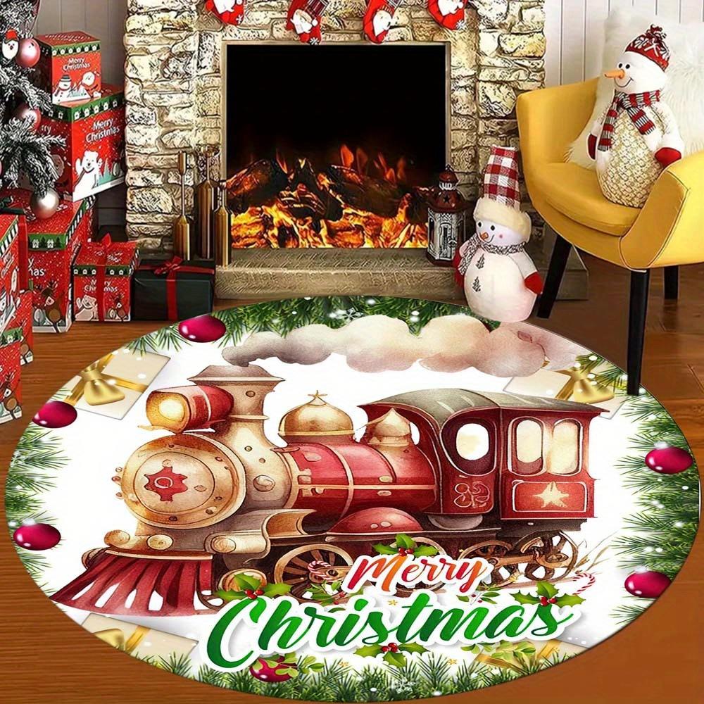 1 Piece Christmas Decoration Round Rug Suitable For Office Bedroom And Kitchen Home Decoration Christmas Decoration Gifts For Friends And Family