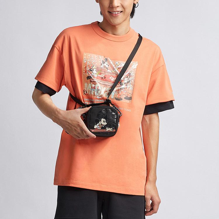 Li-Ning Свободная футболка с короткими рукавами X Disney Sporty Fashion Series, мужские топы кирпично-красного цвета AHSR199-3