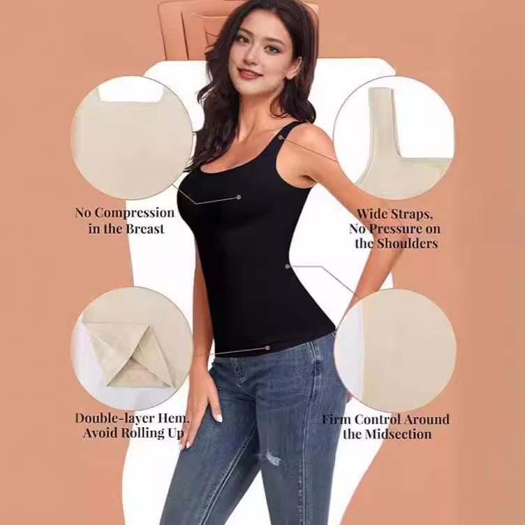 Женская европейская и американская утягивающая майка-комбинация с квадратным вырезом – Контроль живота, Формирование фигуры, Бесшовный жилет