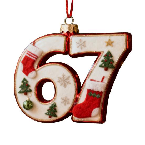 67 Christmas Ornament 2D Flat Funny Six Seven Meme Christmas Decoration Gifts for Teens Adults Humor Lovers