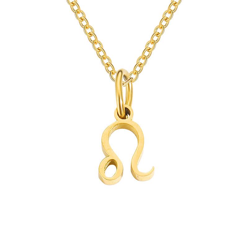 Gold-Plated Twelve Constellations Pendant Necklace - Stainless Steel Clavicle Chain for Women