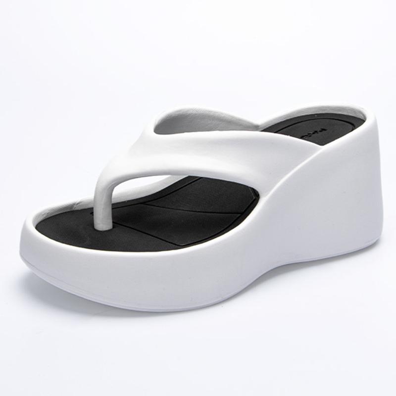 Летние шлепанцы Lucyever на танкетке для женщин 2024 года, модные женские тапочки на платформе с застежкой-молнией, нескользящие пляжные шлепанцы с толстой подошвой