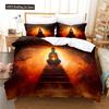 Buddha Statue Duvet Cover Set 3D Digital Printing Gold Queen King Size Bedding Set For Kids Boys Girls Polyester Comforter Set