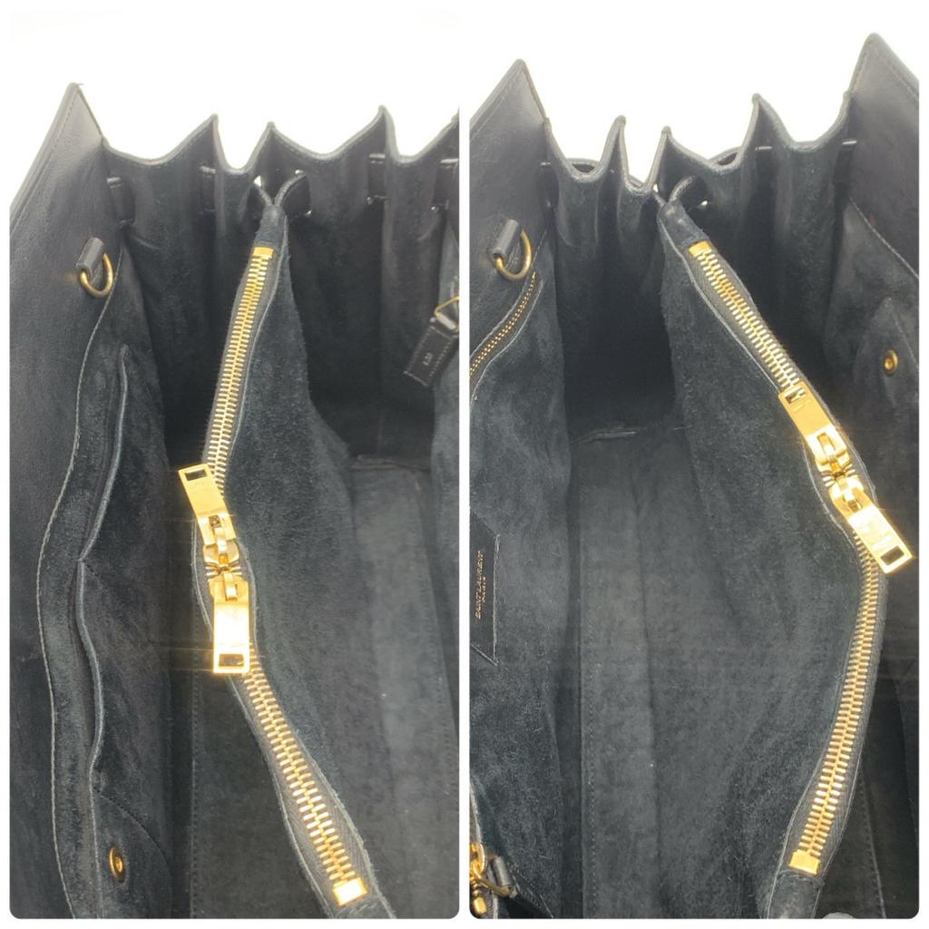 SAINT LAURENT PARIS YSL 2way Sac de Jour Shoulder Bag Tote Handbag Leather Black