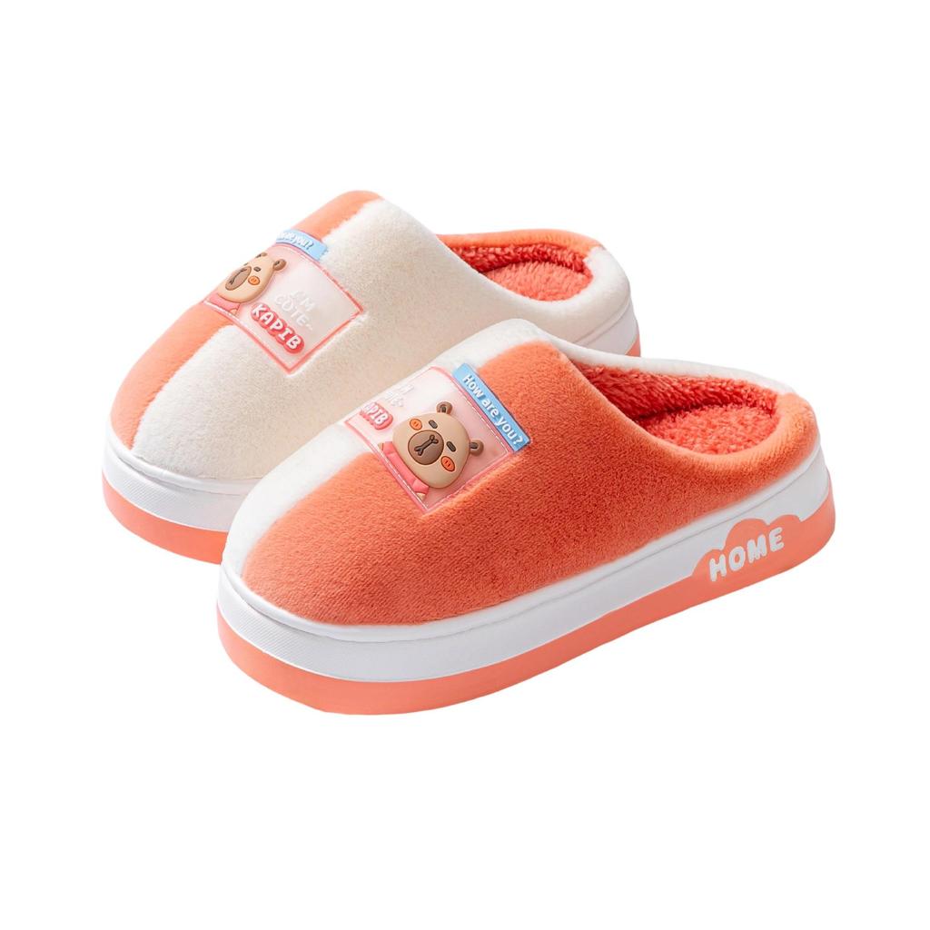 Плюшевые хлопковые домашние тапочки на осень/зиму - с толстой подошвой и теплые для мужчин и женщин