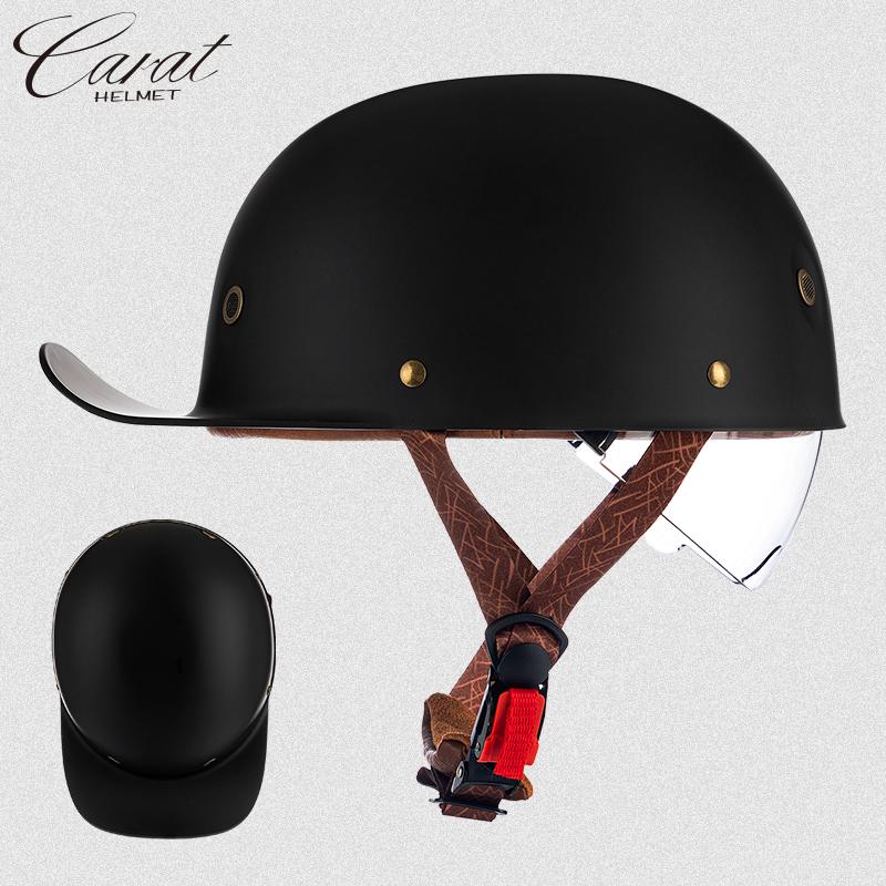 Мотоциклетный ретро полушлем с синими встроенными линзами, бейсбольный шлем для мотоцикла Harley, электросамоката