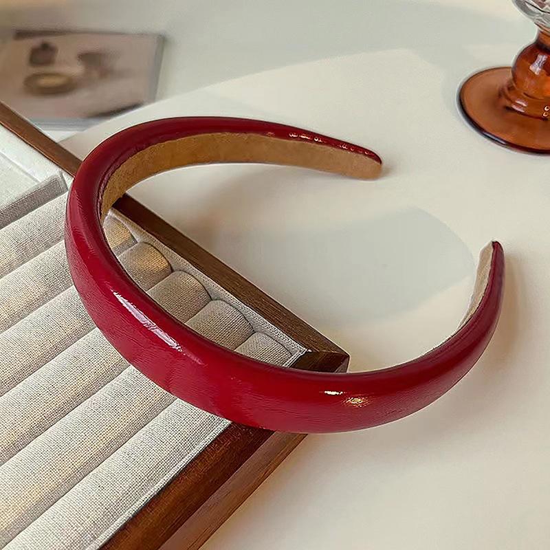 Ретро-красная кожаная губчатая повязка на голову для женщин, темпераментный обруч для волос, мытье лица, повязка для волос, женские аксессуары для волос на вечеринку, подарок