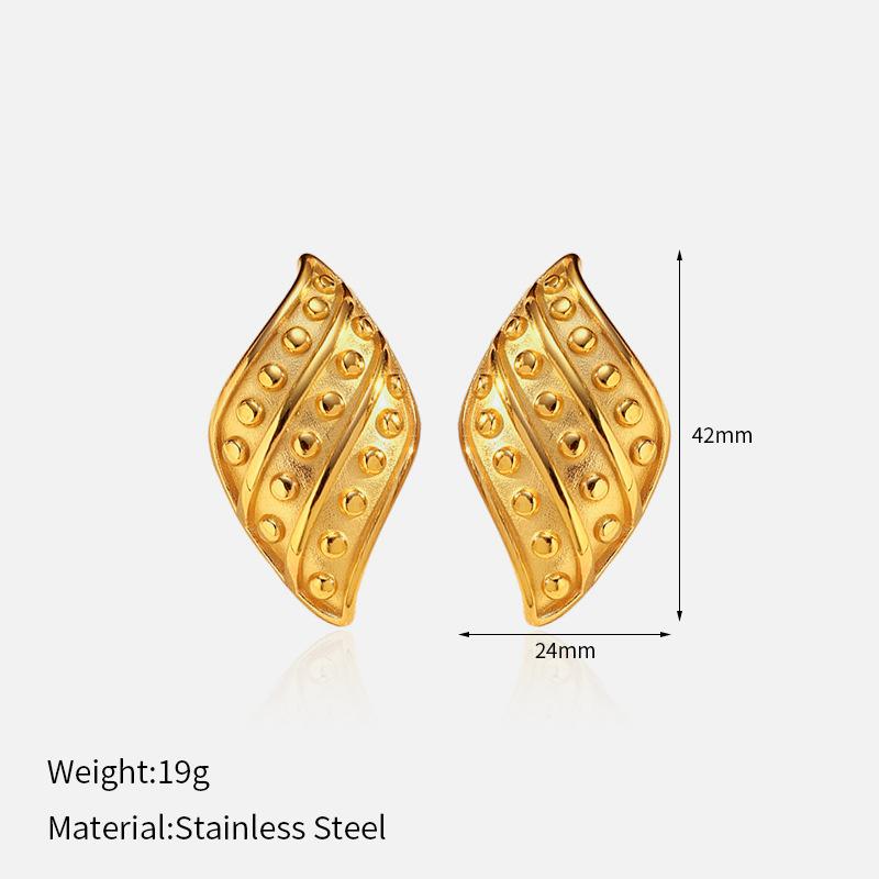 European and American creative light luxury stainless steel stud earrings fashion exquisite electroplated 18k gold titanium steel stud earrings women