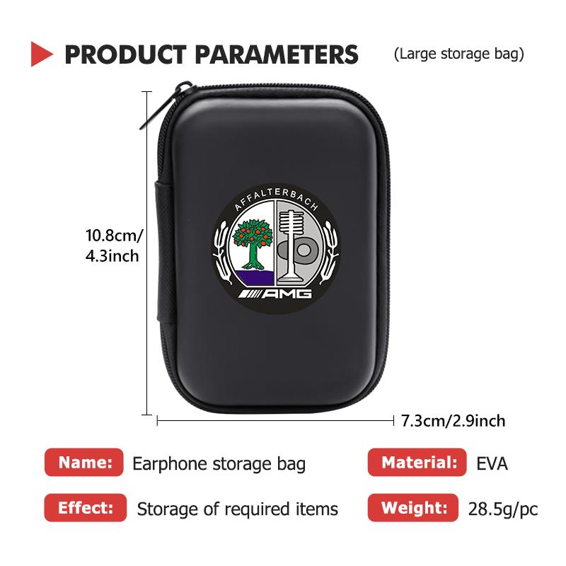 For AMG Mini Earphone Case Portable Mini Zipper Headphone Bag Storage Box Accessories Benz CITAN VITO SPRINTER CLS SLK W202 W203 PP63