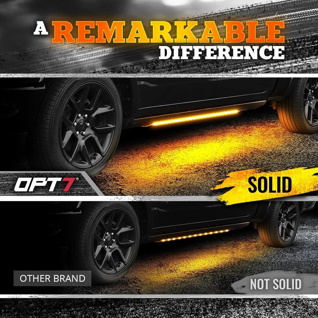 OPT7 Sidekick 78" Running Board Lights 2PCS LED Strips w/Sequential Amber Turn Signal, DRL, White Courtesy Light for Extended Crew Cab Trucks Pickup