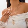 Ingemark Minimalism Jesus Cross Pendant Choker Necklace for Women Goth Colorful Crystal Chain Christian Y2K Neck Jewelry Gift