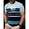 Men's New Casual Sport Round-neck T-shirt, 3D Printed Camouflage Stripe Pattern Short-sleeved, Men's Comfortable Pullover Top