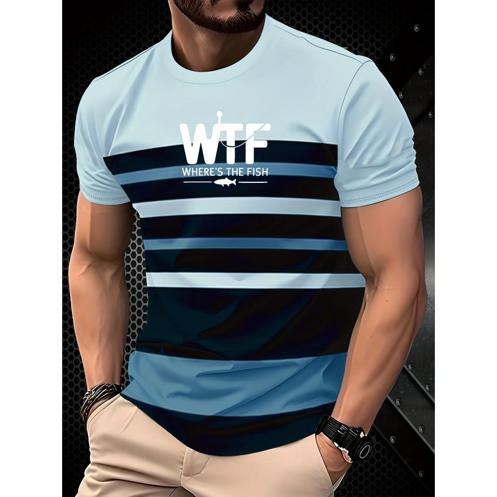 Men's New Casual Sport Round-neck T-shirt, 3D Printed Camouflage Stripe Pattern Short-sleeved, Men's Comfortable Pullover Top