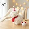 Nordic Style Holiday Decor Plush White Sheep Christmas Ornament Cute Knit Hat Lamb Tabletop Decoration Soft Table Fabric Hanging Pendant for