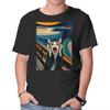 Unisex Crew Neck T-Shirt The Scream Of The Cat Graphic Short Sleeve Casual Tee