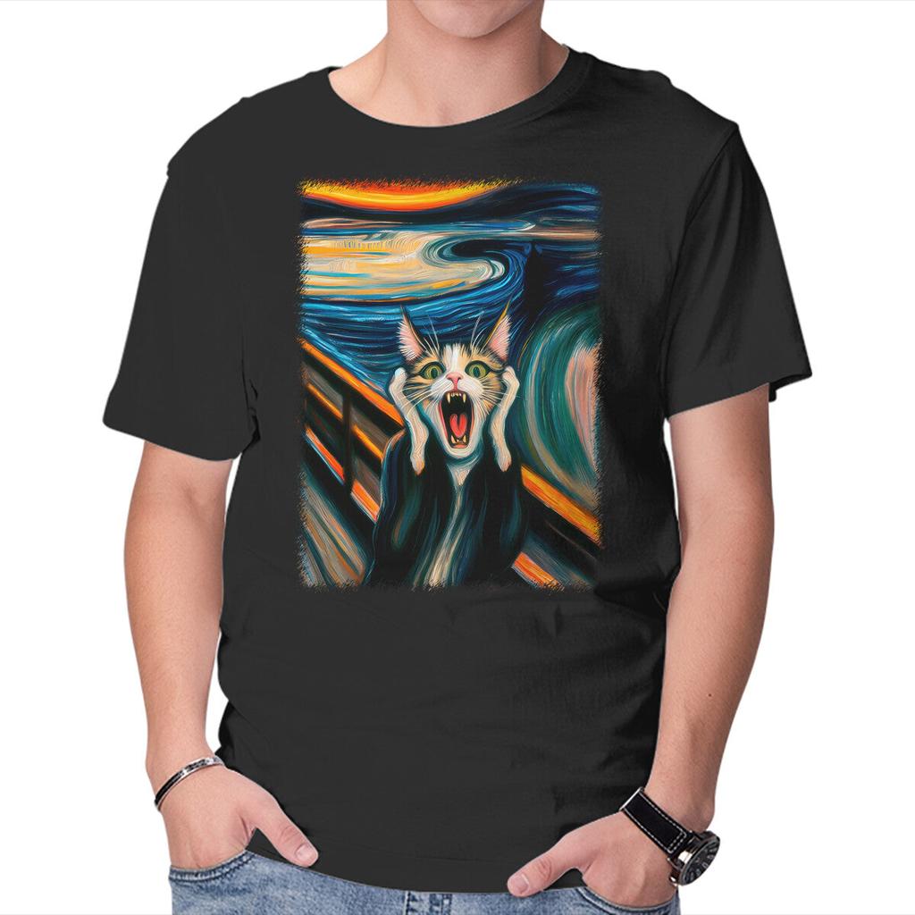 Unisex Crew Neck T-Shirt The Scream Of The Cat Graphic Short Sleeve Casual Tee