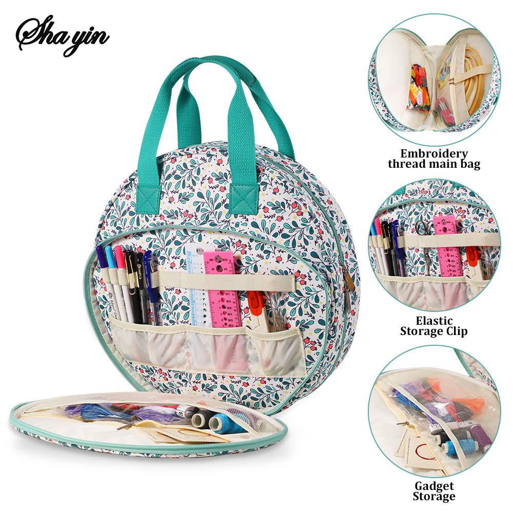 Embroidery Kit Organizer Bag – Multi-Layer Oxford Storage Bag for Cross Stitch Threads & Craft Supplies