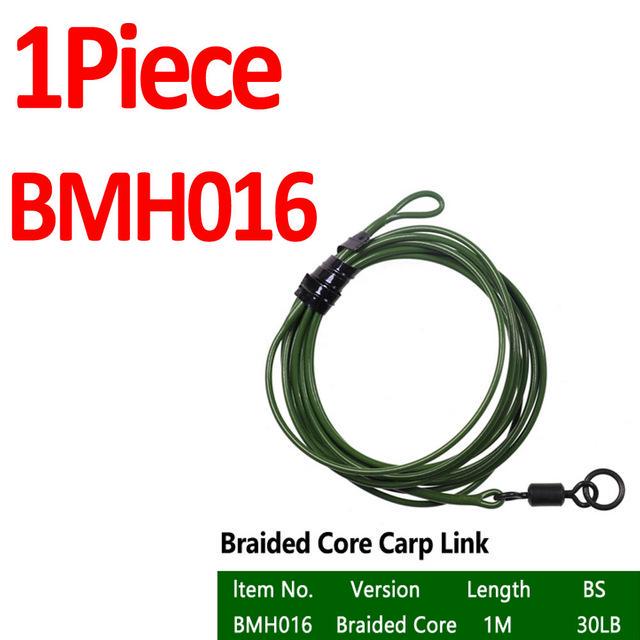 Bimoo 1PC 30LB 35LB 45LB Fluoro Carbon Fused Carp Link High Carbon Carp Main Line Braided Carp Leader Trace with Terminal Swivel