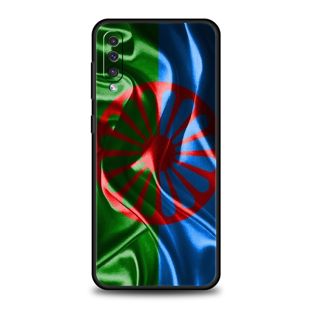 Чехол-флаг цыганский Рома для Samsung Galaxy A55 A35 A15 A14 A25 A54 A51 A71 A72 A73 A32 A52 A52S A41 5G Силиконовый