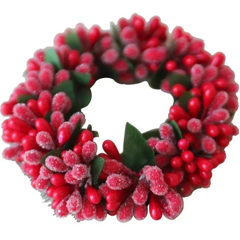 Christmas Creative Berry Wreath Candlestick Tabletop Decoration Christmas Eve Candlelight Dinner Accessories Decoration